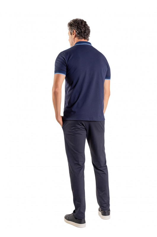Camisa Gola Polo Estampada Masculina Marinho - 24271092
