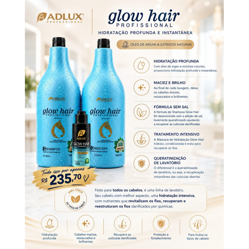 PROMOÇÃO KIT GLOW HAIR PROFISSIONAL 2,5 LITROS