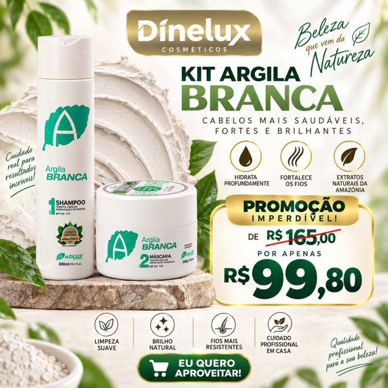 Promoção Kit Argila Branca Manutenção hidratação 