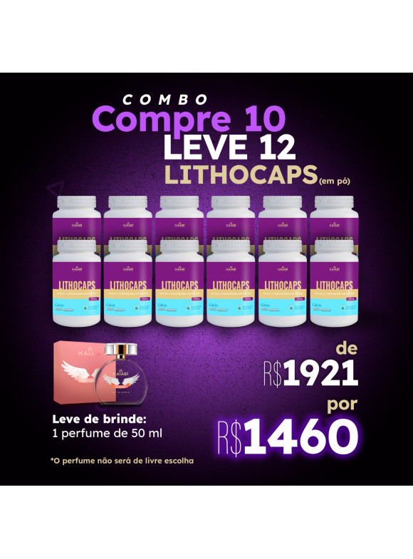 Combo compre 10 leve 12 Lithocaps (em pó). Brinde 1 Perfume 50ml