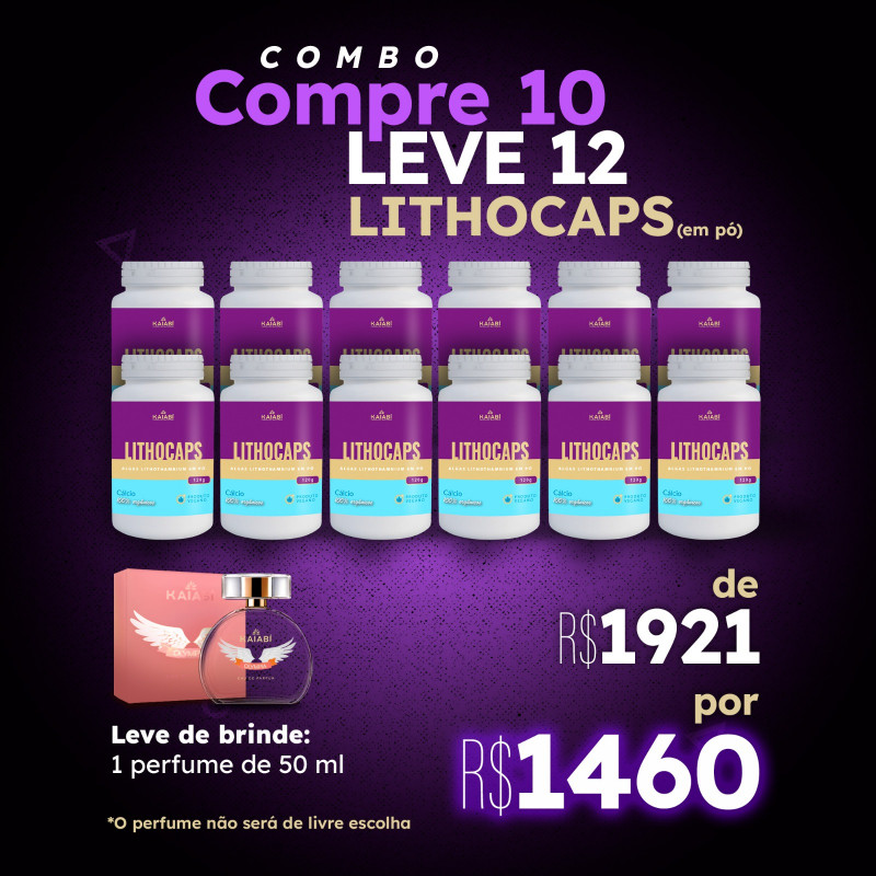 Combo compre 10 leve 12 Lithocaps (em pó). Brinde 1 Perfume 50ml