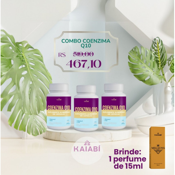 Combo 3 Coenzima Q10. Brinde 1 Perfume 15ml