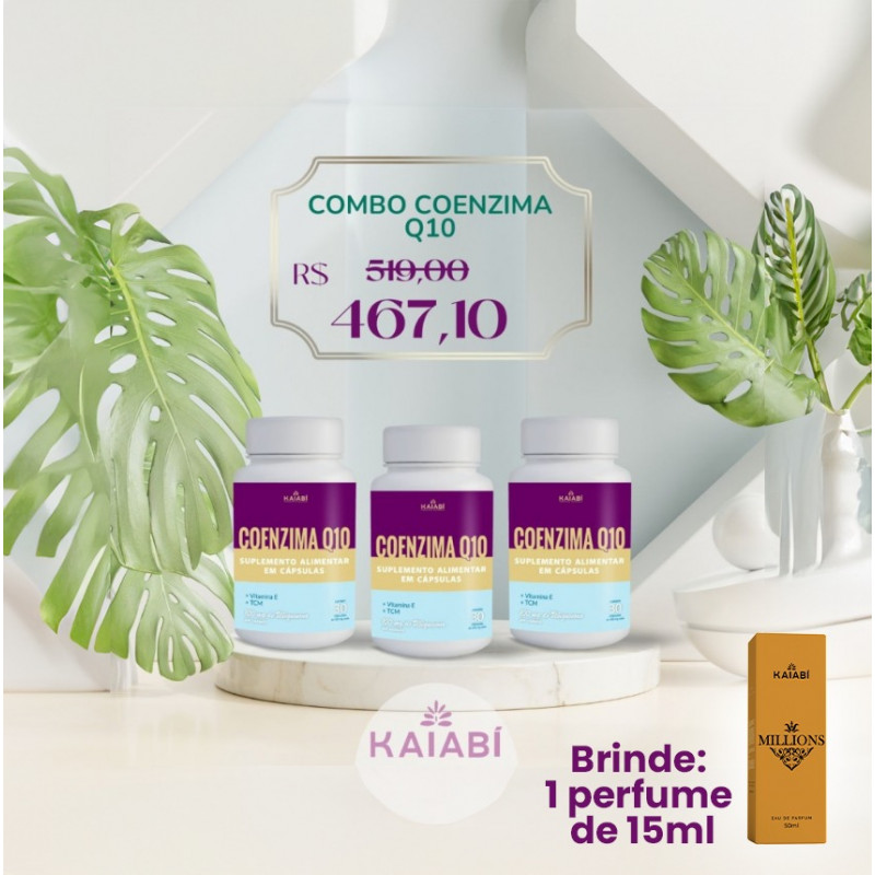 Combo 3 Coenzima Q10. Brinde 1 Perfume 15ml