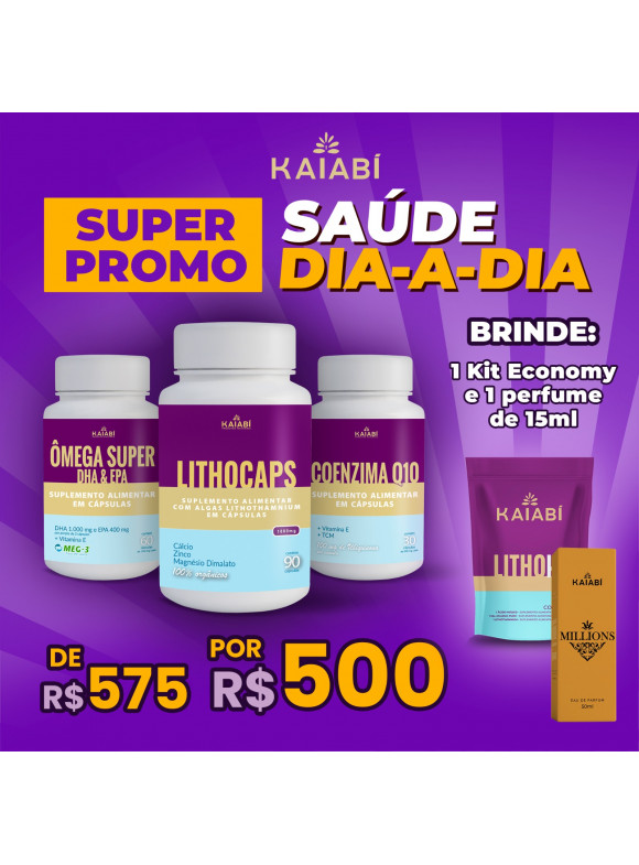 Combo 1, Ômega + 1 LithoCaps Cápsulas + 1 Coenzima Q10, Brinde LithoKit Economico e 1 Perfume 15ml
