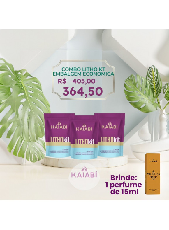 Combo 3 LithoKit Embalagem econômica. Brinde 1 Perfume 15ml.