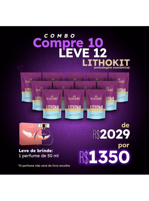 Combo compre 10 leve 12 Lithokit (embalagem econômica). Brinde 1 Perfume de 50ml