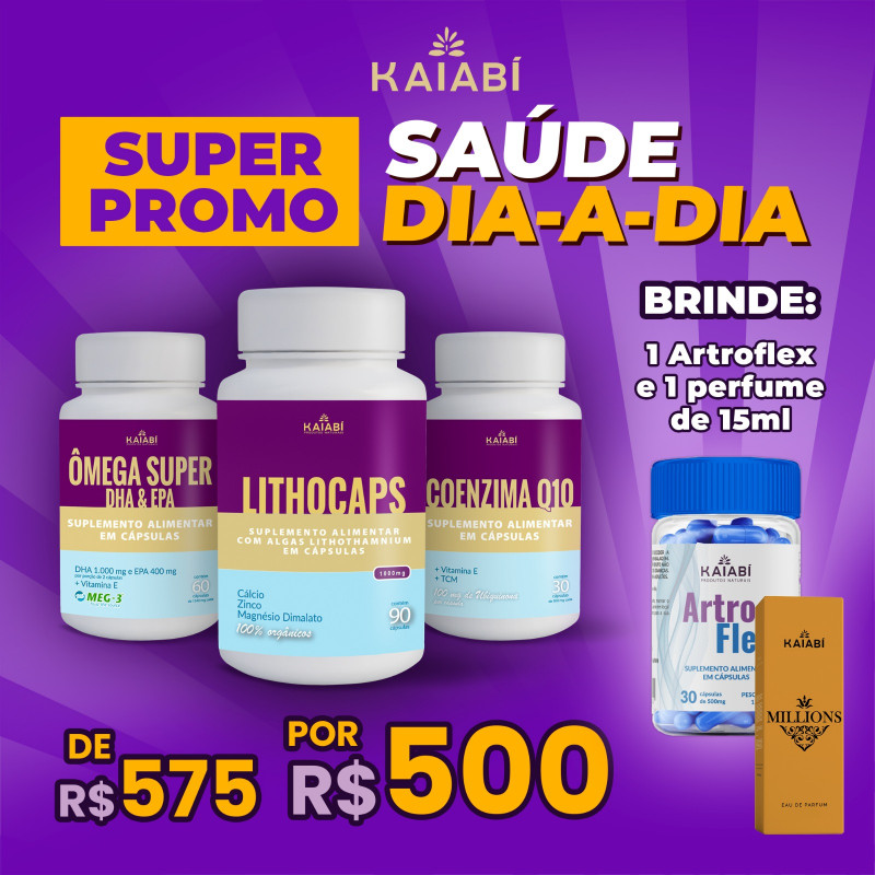 Combo 3, Ômega + 1 LithoCaps Cápsulas + 1 Coenzima Q10, Brinde ArtroFlex e Perfume 15ml
