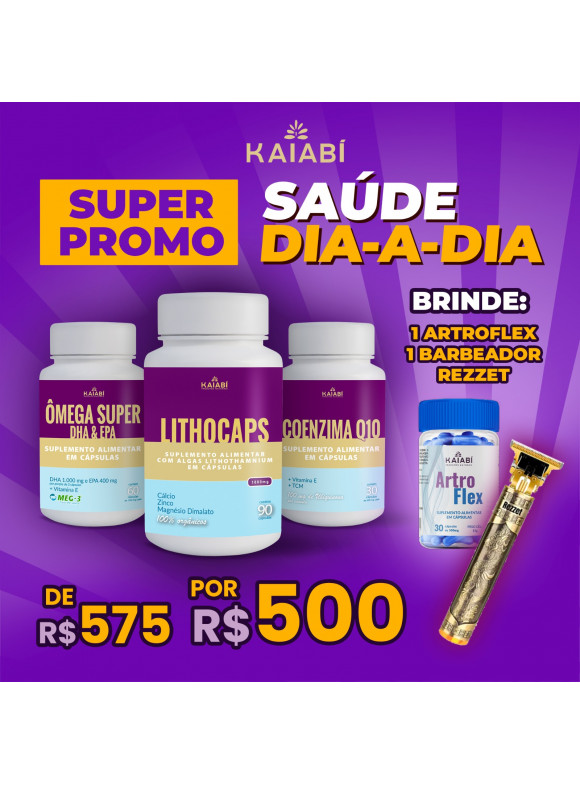 Combo 3, Ômega + 1 LithoCaps Cápsulas + 1 Coenzima Q10, Brinde ArtroFlex