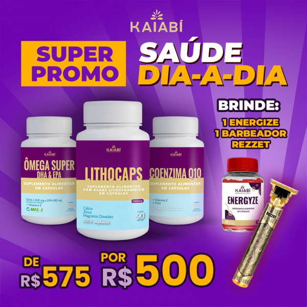Combo 2, Ômega + 1 LithoCaps Cápsulas + 1 Coenzima Q10, Brinde Energyze