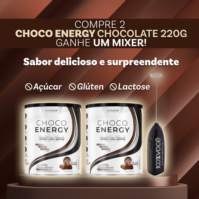 Combo 2 Energy Chocolate 220g, Brinde 1 Mixer