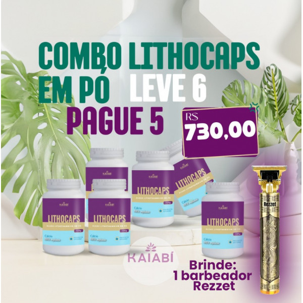 Combo leve 6 pague 5 LithoCaps em Pó