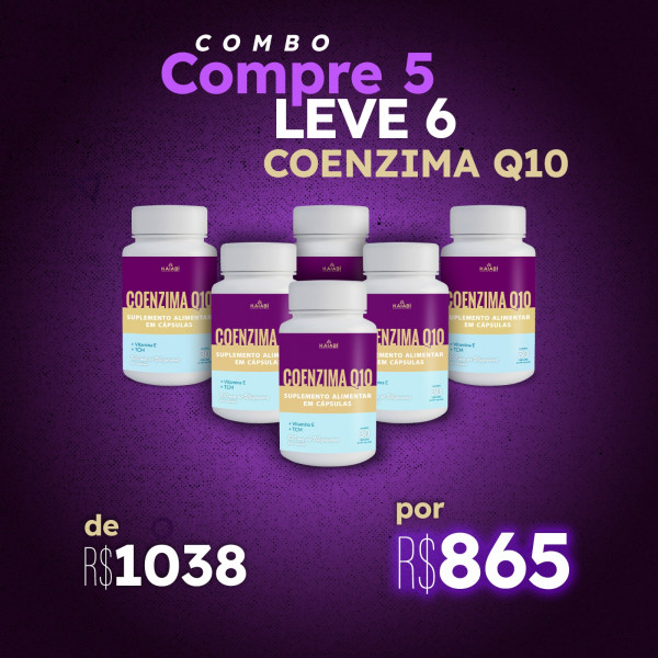 Combo leve 6 pague 5 Coenzima Q10. Brinde 1 Perfume 15ml