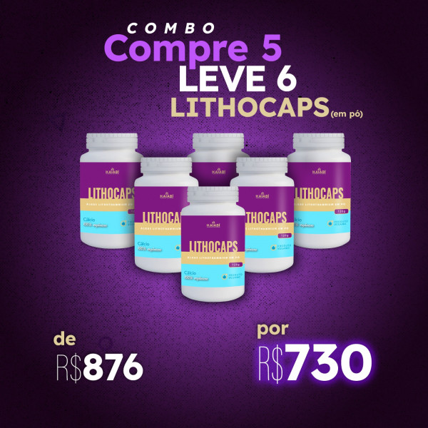 Combo leve 6 pague 5 LithoCaps em Pó.