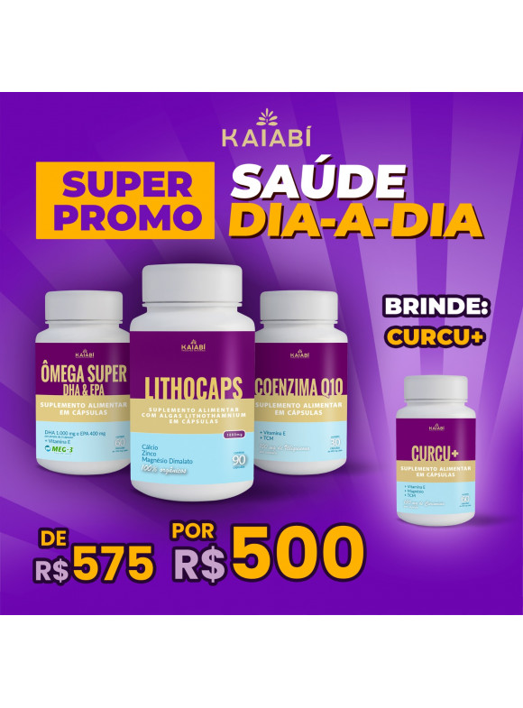 Combo 4, Ômega + 1 LithoCaps Cápsulas + 1 Coenzima Q10 + Brinde Curcu +