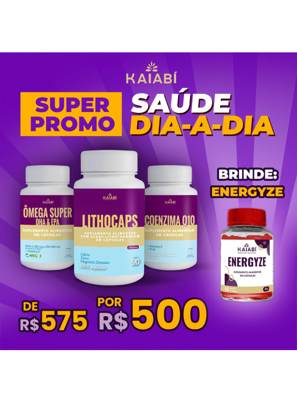 Combo 2, Ômega + 1 LithoCaps Cápsulas + 1 Coenzima Q10, Brinde Energyze