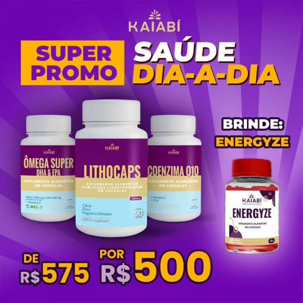 Combo 2, Ômega + 1 LithoCaps Cápsulas + 1 Coenzima Q10, Brinde Energyze