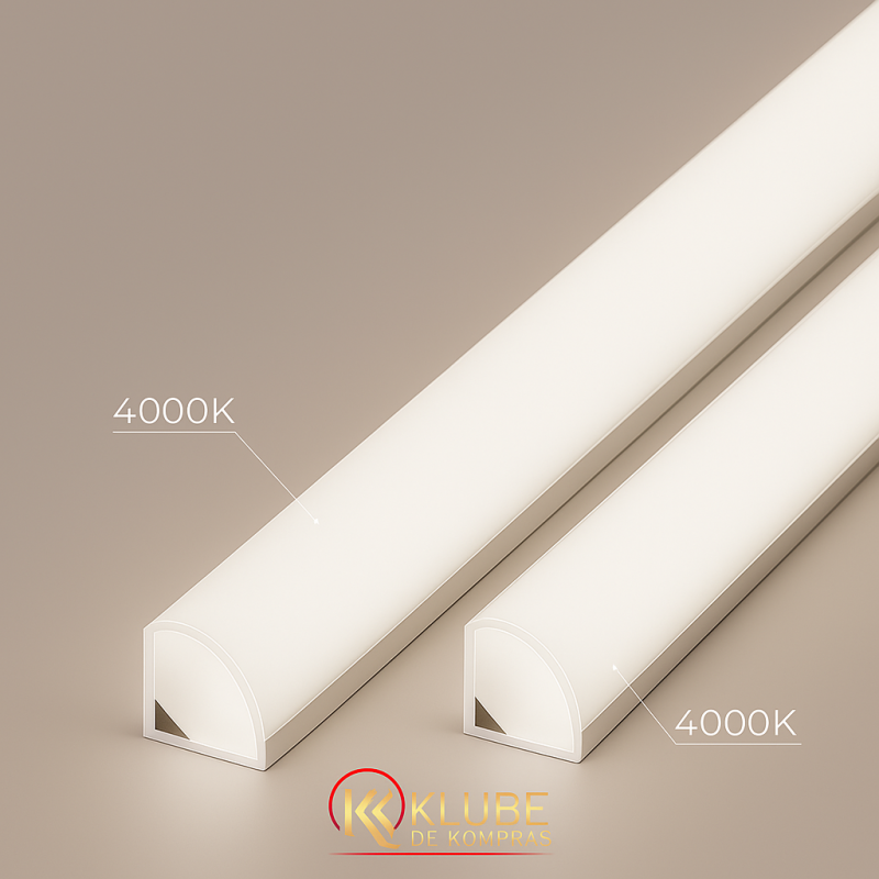Kit 2 Perfil de Alumínio 45º Sobrepor 1 Metro cada – Luz Neutra (4000K)