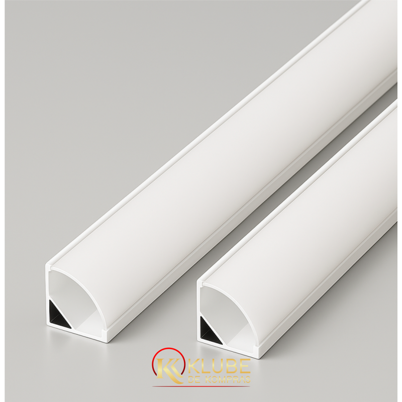 Kit 2 Perfil de Alumínio 45º Sobrepor 1 Metro cada – Luz Quente (3000K)