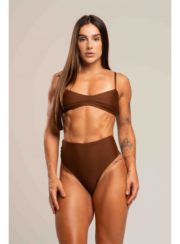 LUIZA CALDI - CONJUNTO HOT PANT MARROM