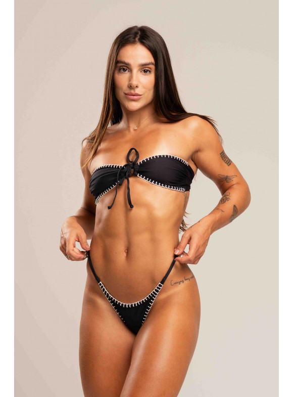 LUIZA CALDI - CONJUNTO TOMARA QUE CAIA COM CROCHÊ BOHO BEACH PRETO