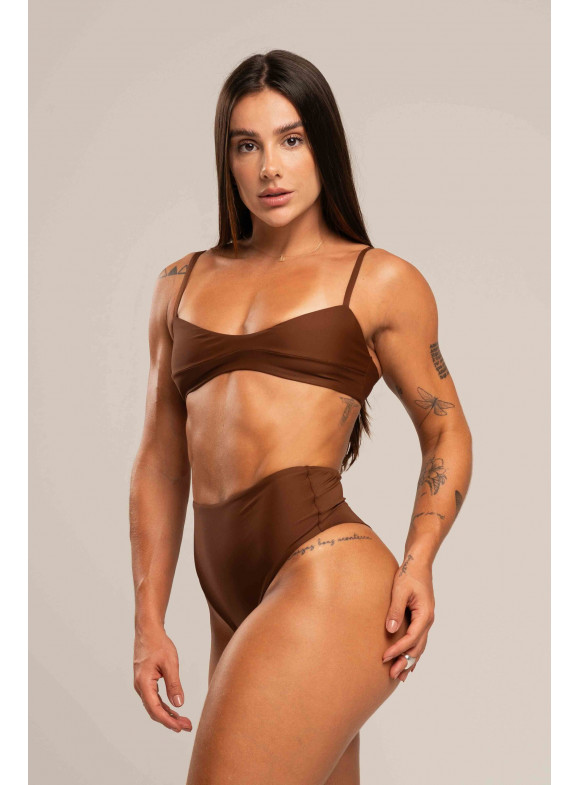 LUIZA CALDI - CONJUNTO HOT PANT MARROM