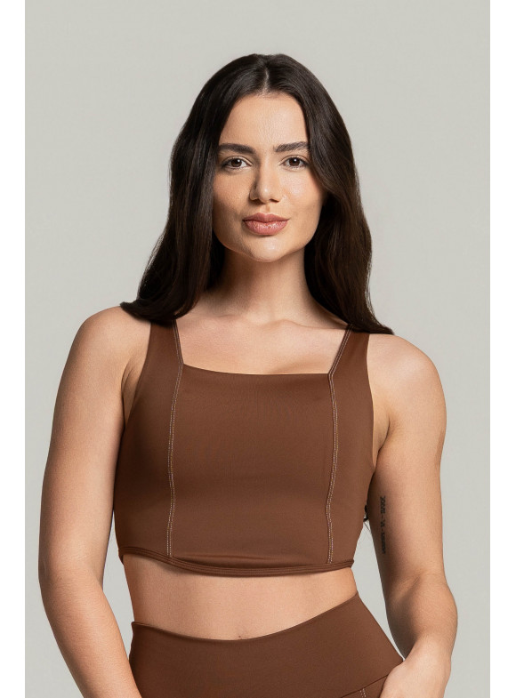 FTS - TOP CORSET PESPONTADO MELANINA MARROM