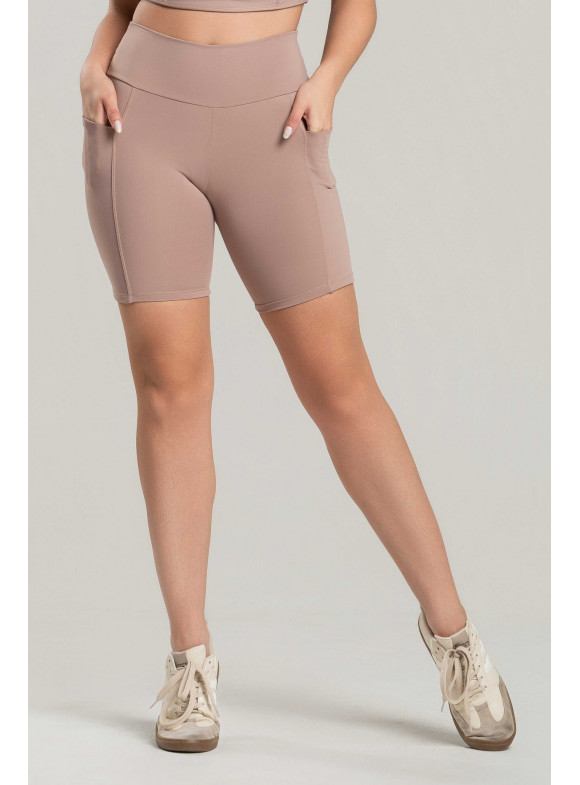 FTS - SHORT COM BOLSO PESPONTADO MELANINA NUDE