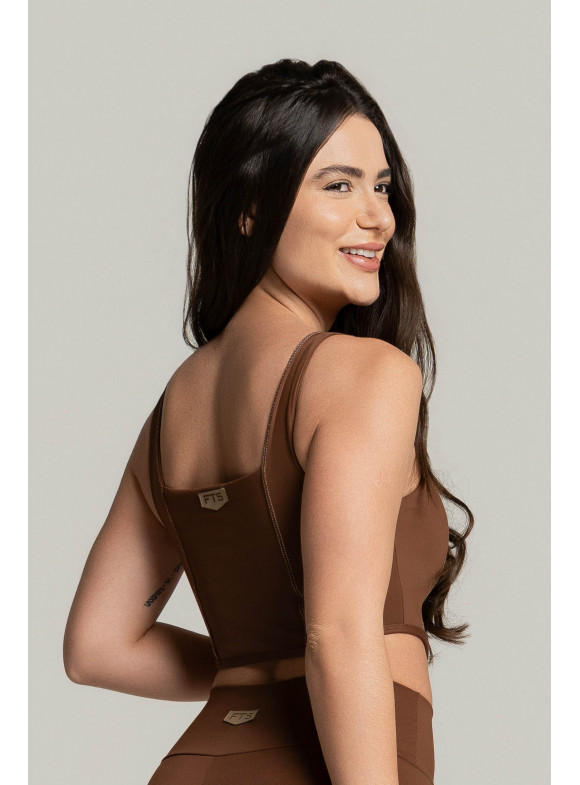 FTS - TOP CORSET PESPONTADO MELANINA MARROM