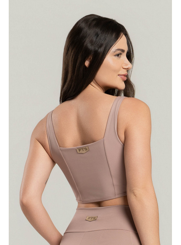 FTS - TOP CORSET PESPONTADO MELANINA NUDE