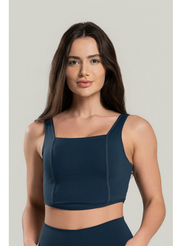 FTS - TOP CORSET PESPONTADO MELANINA AZUL MARINHO