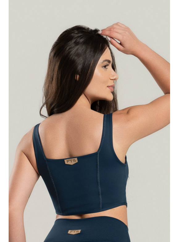 FTS - TOP CORSET PESPONTADO MELANINA AZUL MARINHO
