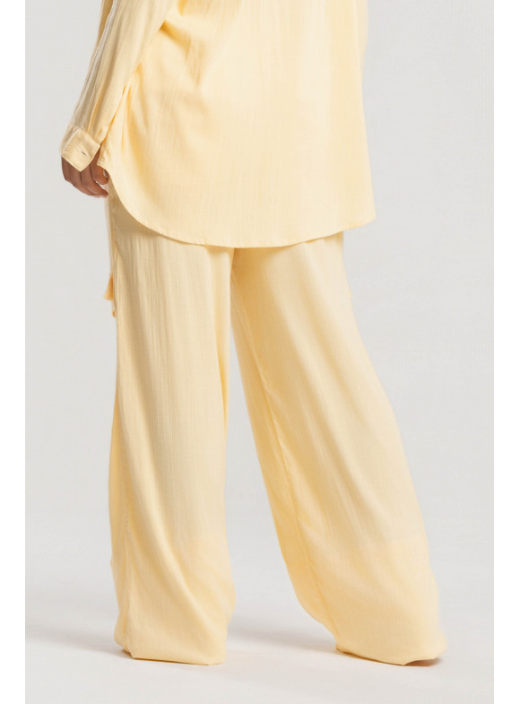 BUZIANA - CALÇA PANTS COM BOLSO AMARELO MANTEIGA