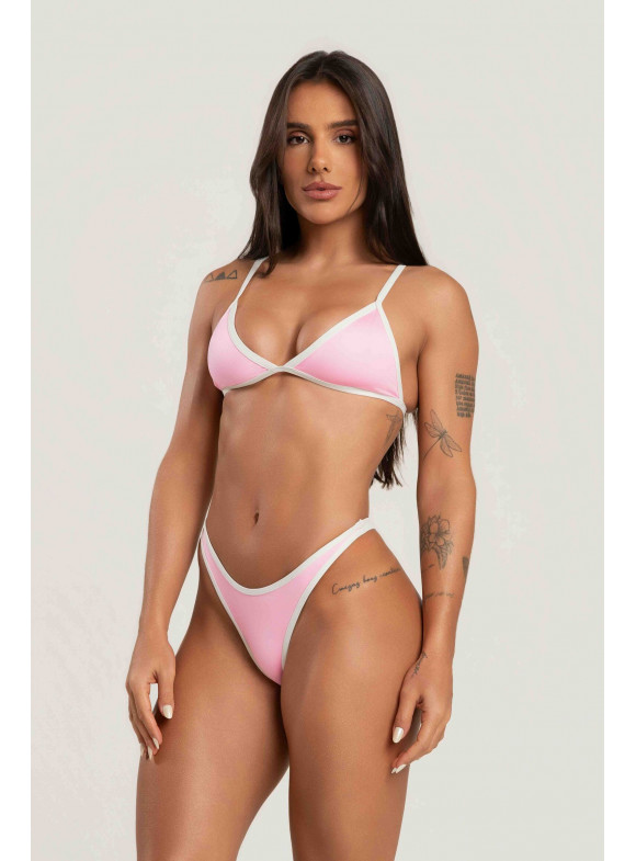 LUIZA CALDI - CONJUNTO CORTININHA FIXO SUNSET ROSA/BRANCO