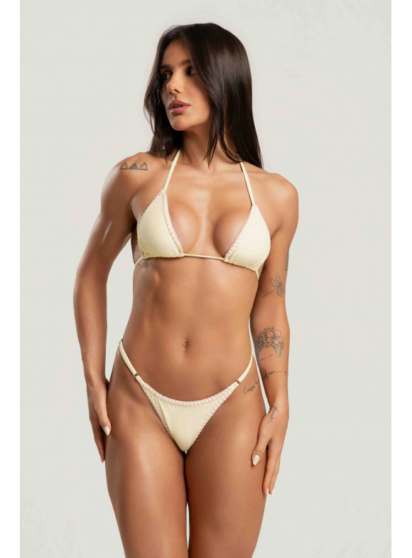 LUIZA CALDI - CONJUNTO CORTININHA COM CROCHÊ SUNSET AMARELO MANTEIGA