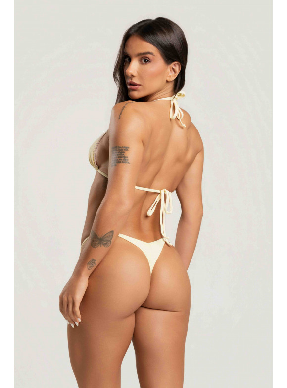 LUIZA CALDI - CONJUNTO CORTININHA COM CROCHÊ SUNSET AMARELO MANTEIGA