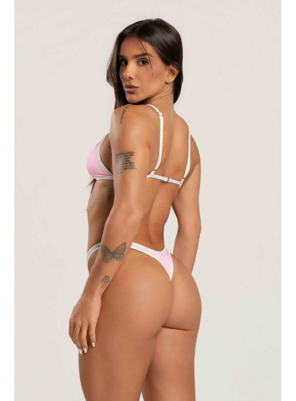 LUIZA CALDI - CONJUNTO CORTININHA FIXO SUNSET ROSA/BRANCO