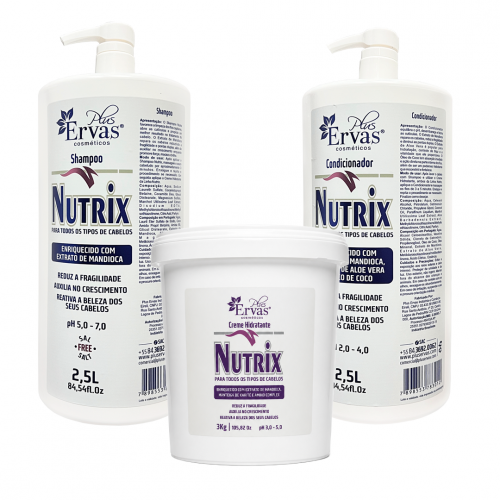 Kit Nutrix com 1 Shampoo de 2,5L+ 1 Creme Hidratante de 3kg + 1 Condicionador de 2,5L 