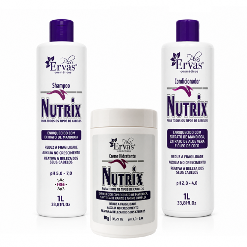 Kit Nutrix com 1 Shampoo de 1L + 1 Creme Hidratante de 1kg + 1 Condicionador de 1L 