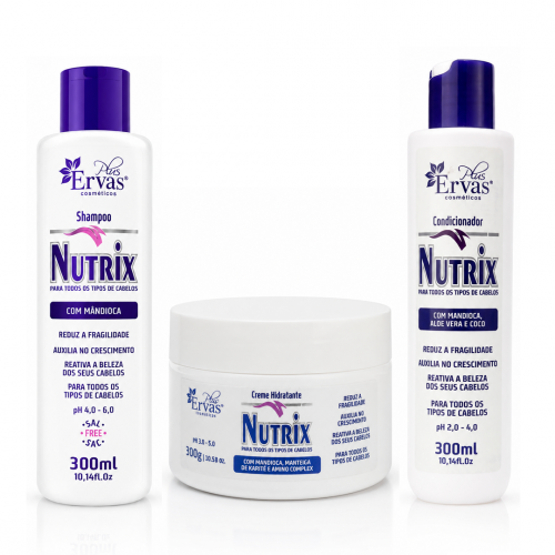 Kit Nutrix com 1 Shampoo de 300ml + 1 Condicionador de 300ml + 1 Creme Hidratante 300g