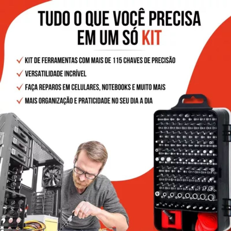 Kit Chave De Precisão 117 Peças Celular Notebook Pc