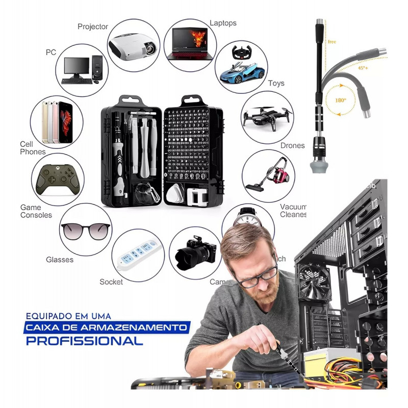 Kit Chave De Precisão 117 Peças Celular Notebook Pc