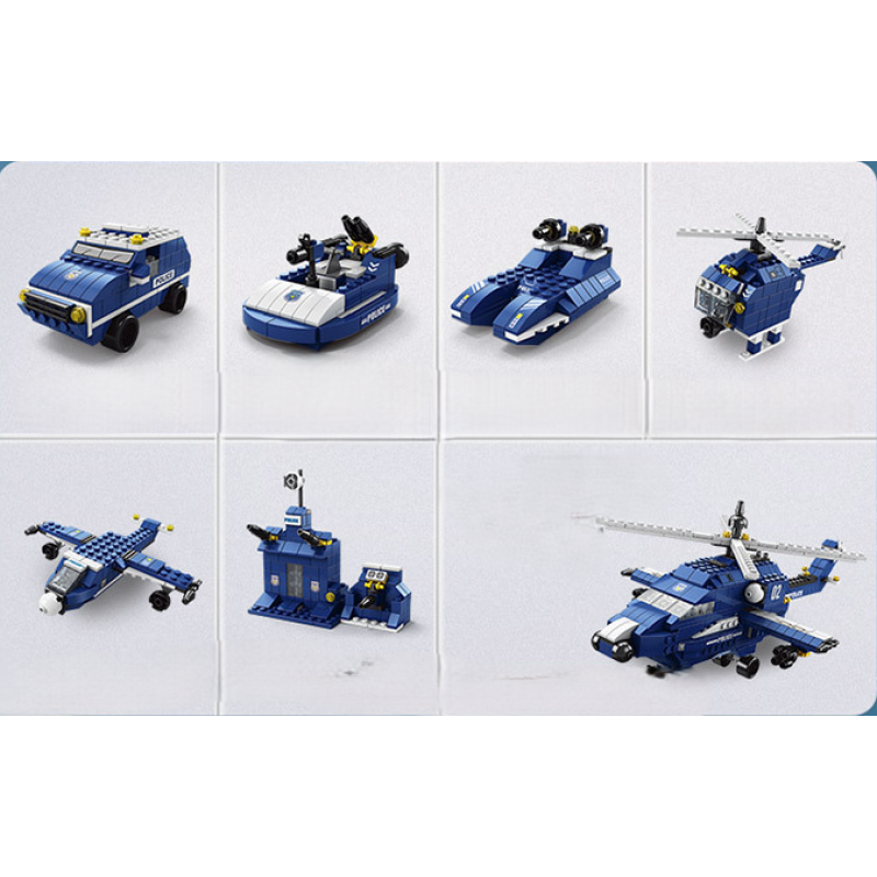 helicóptero Policial - Blocos de Montar Compatíveis com Lego - Brinquedos Educativos e Criativos para Crianças