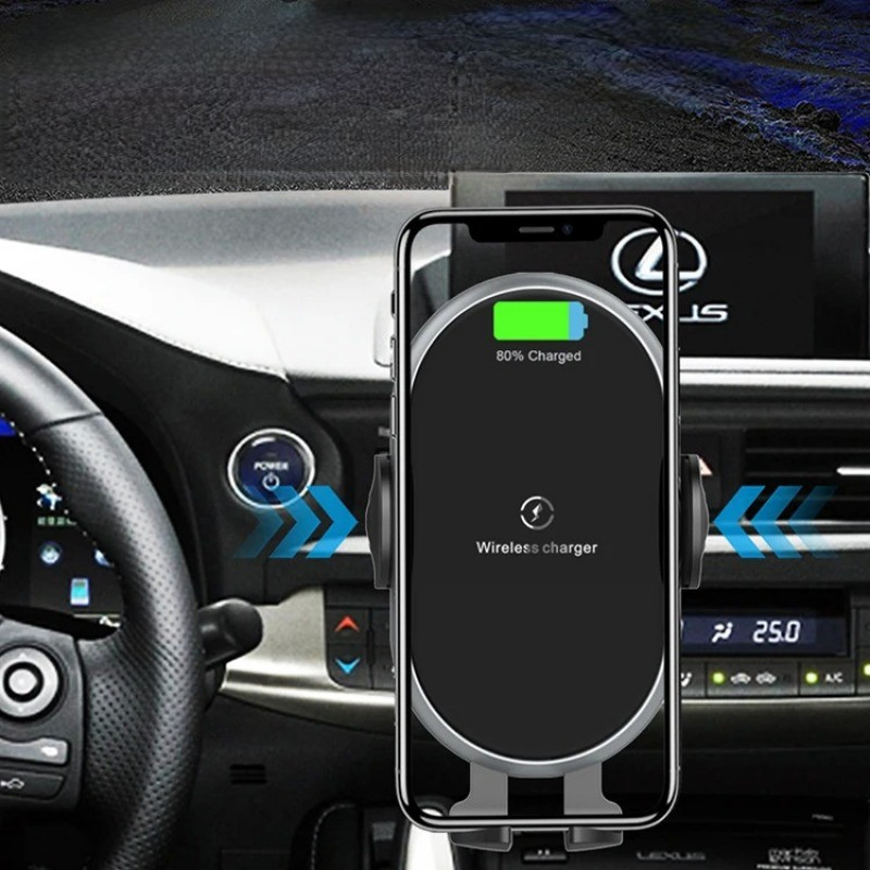 Suporte de Carregador Sem Fio para Carro - Compatível com iPhone e Smartphones Android