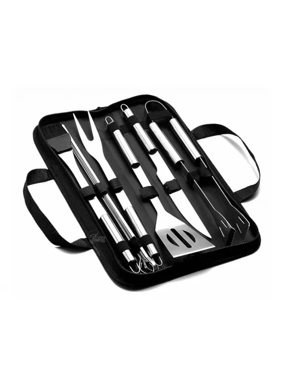 Kit Churrasco De Luxo 9 Peças Inox Profissional C/ Maleta