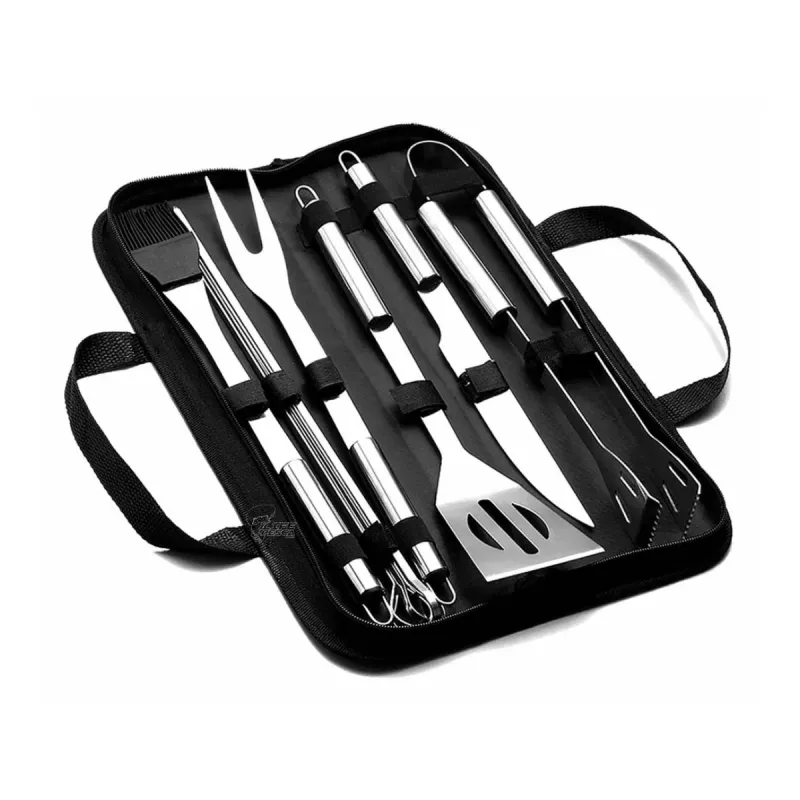 Kit Churrasco De Luxo 9 Peças Inox Profissional C/ Maleta