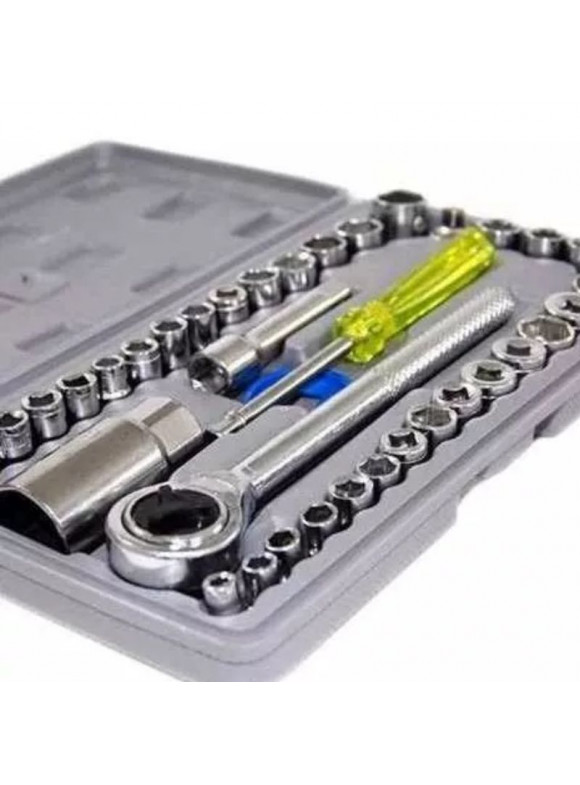 Kit 7 Jogo De Ferramentas Com 40 Peças Soquetes Catraca