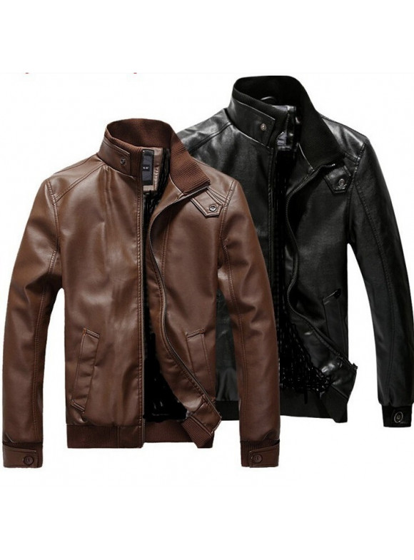 Jaqueta de Couro Masculina Estilo Motoqueiro