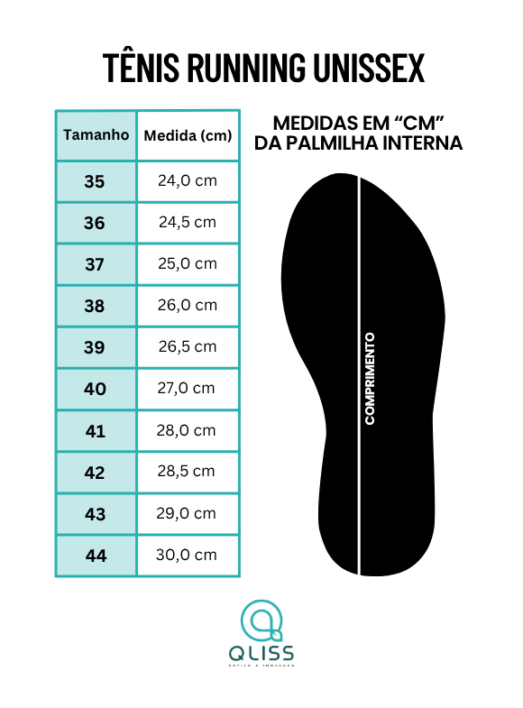 20250041 - Tênis Running Unissex Qliss Preto/Preto