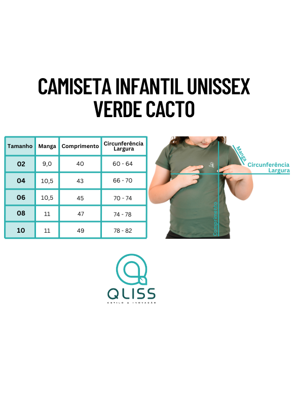 20250032 - Camiseta Infantil Unissex Verde Cacto