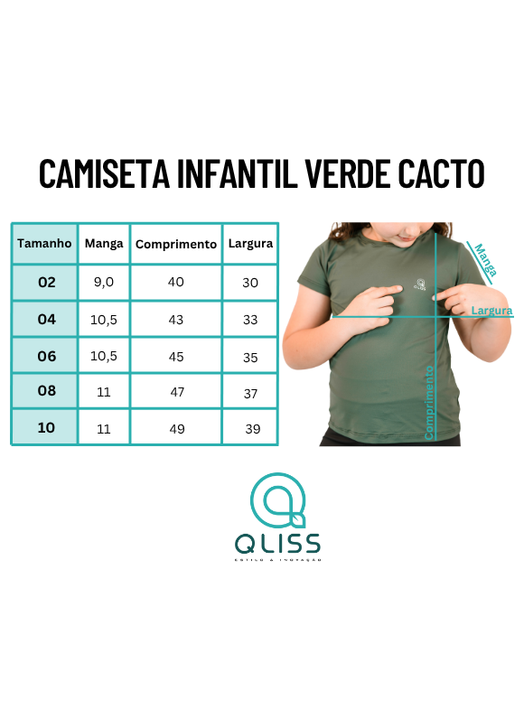 20250032 - Camiseta Infantil Unissex Verde Cacto